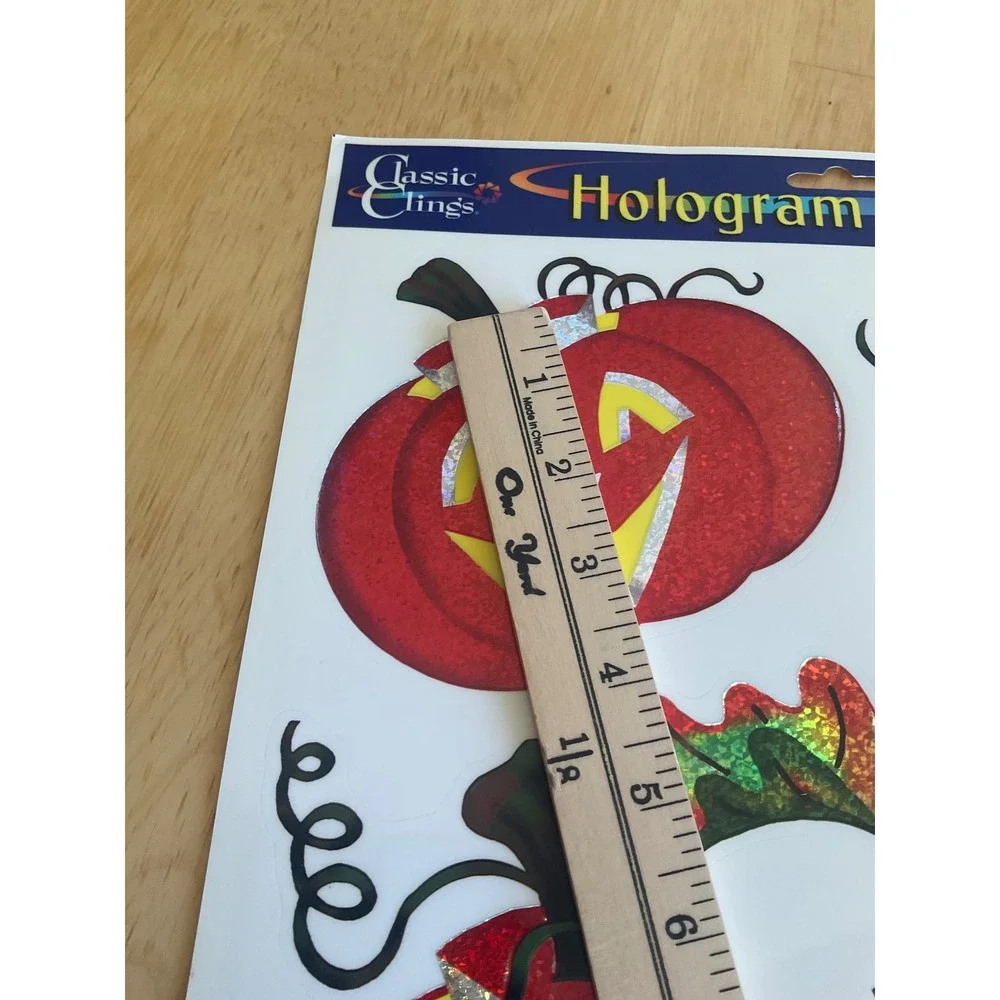 Vintage 2001 Halloween Pumpkin Hologram Window Clings JMC Impact Reusable Decor